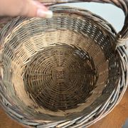 Panier osier tressé vintage , grande anse