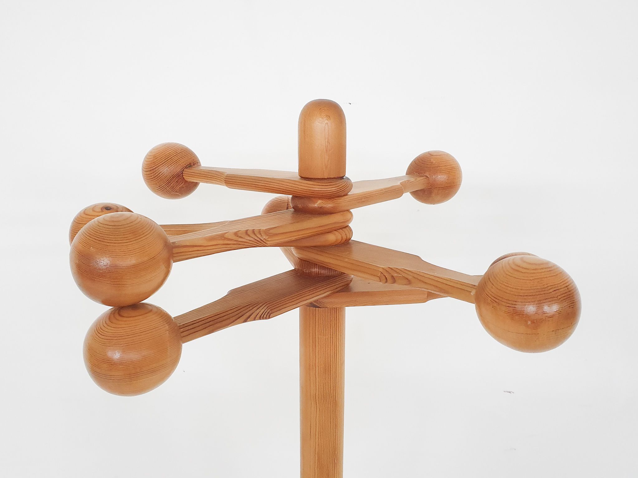 Scandinavian modern pinewood coat rack, Sweden 1960's