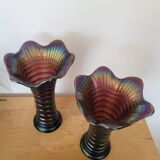 Pair of Imperial vases in iridescent glass