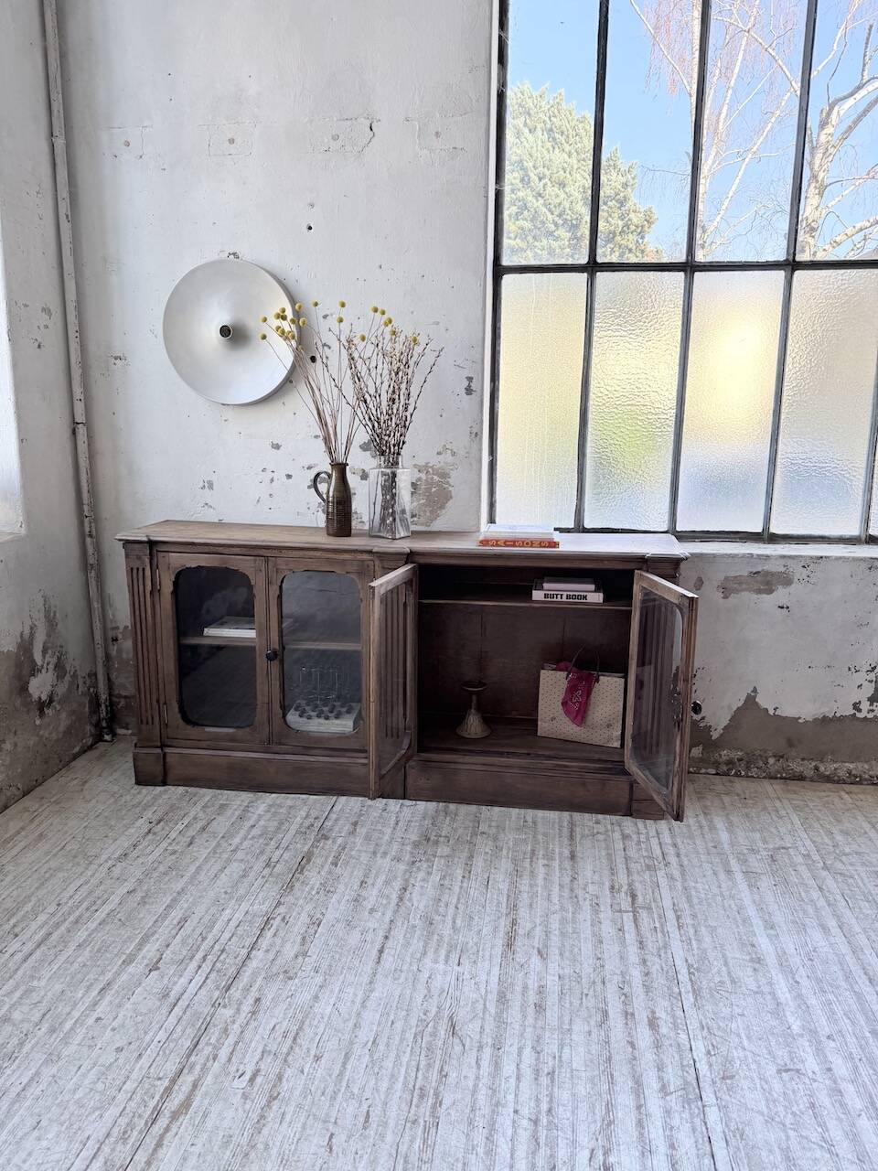 Enfilade display cabinet, solid oak, 1920.
