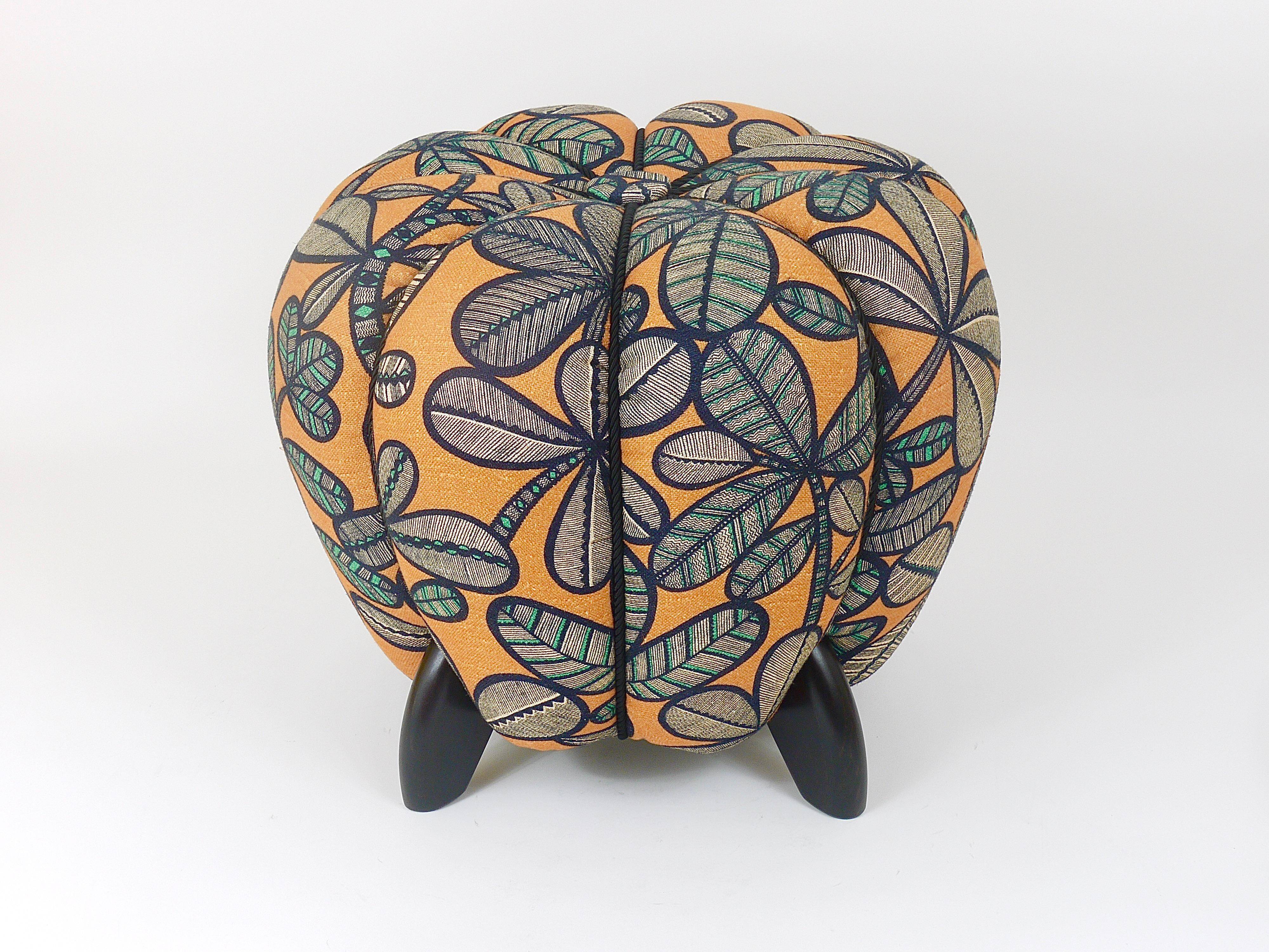 up to 3 Art Deco stools by Jindrich Halabala, leaf pattern, pouf, ottoman, 1930s