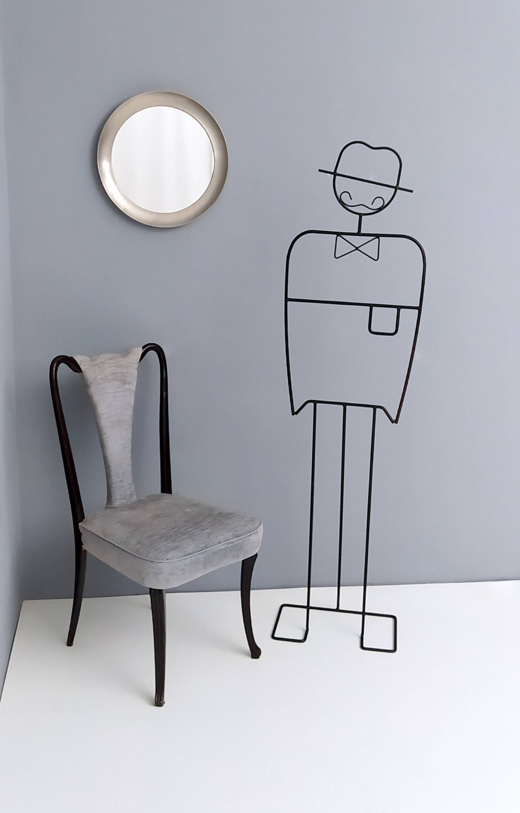 Round Narciso Mirror with Steel Frame by S. Mazza for Artemide, Italy