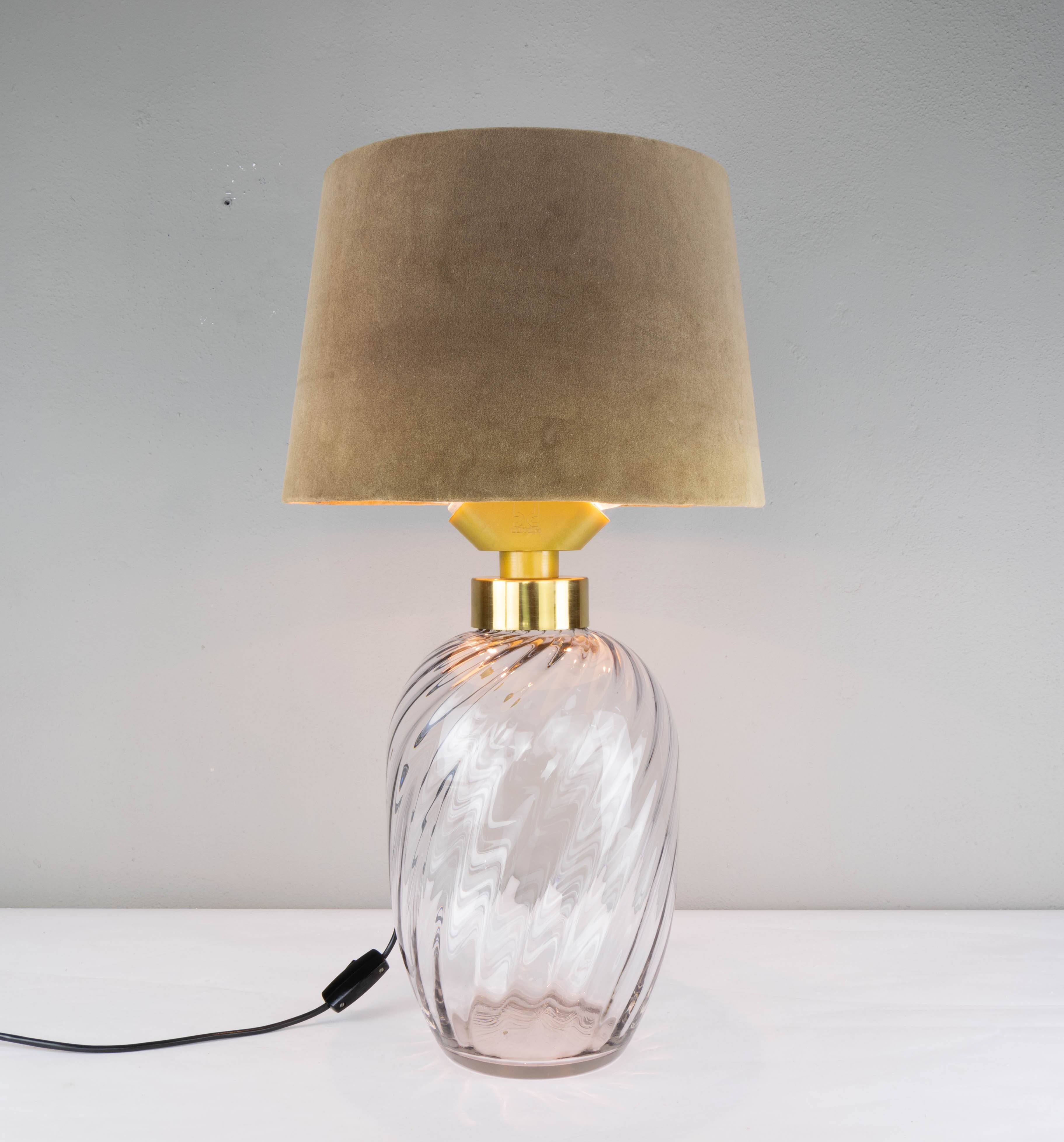 Mid-Century Modern Blown Glass and Brass Table Lamp Lumica Spain, 1970