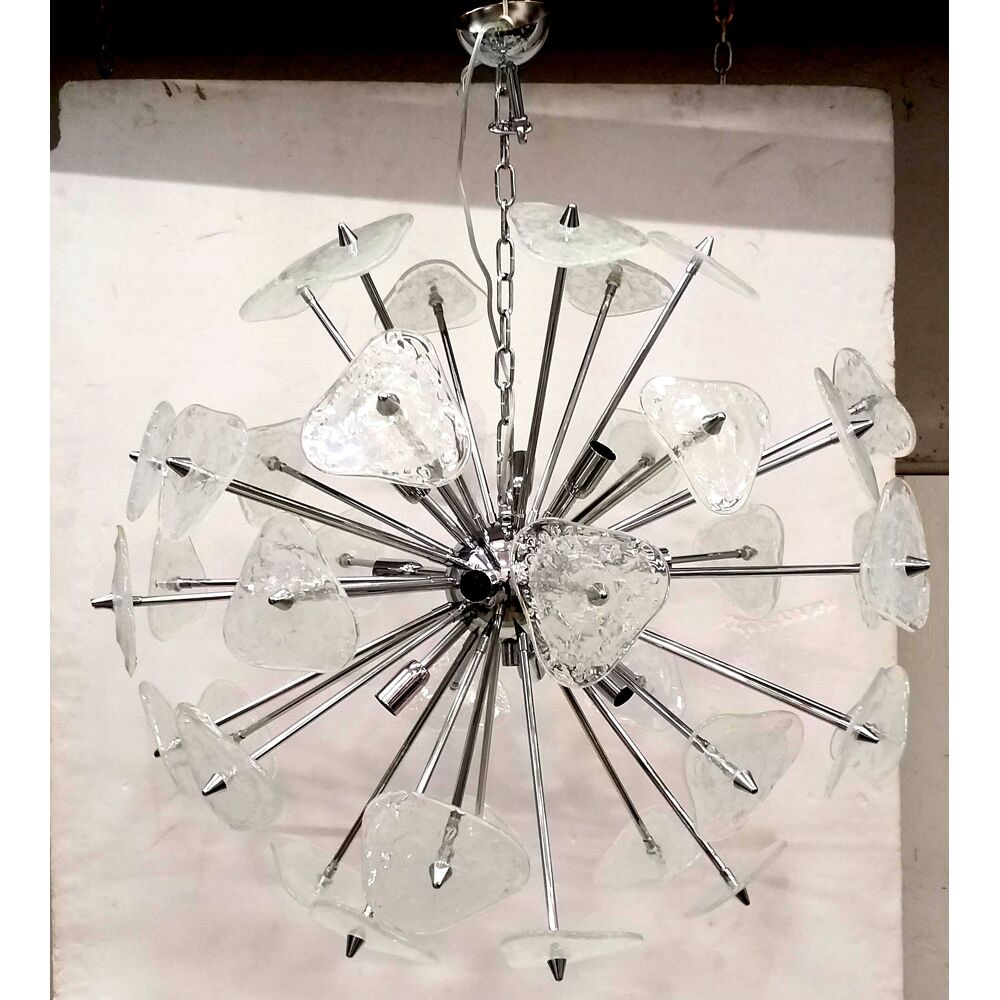 Transparent clover Murano glass sputnik chandelier