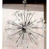 Lustre spoutnik en verre de Murano transparent