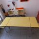 Vintage 1960s yellow straw and chrome formica set.