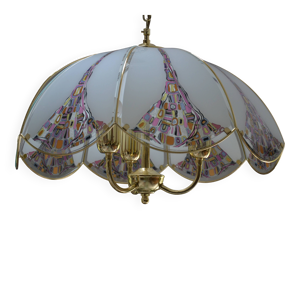 Suspension/lustre verre - laiton