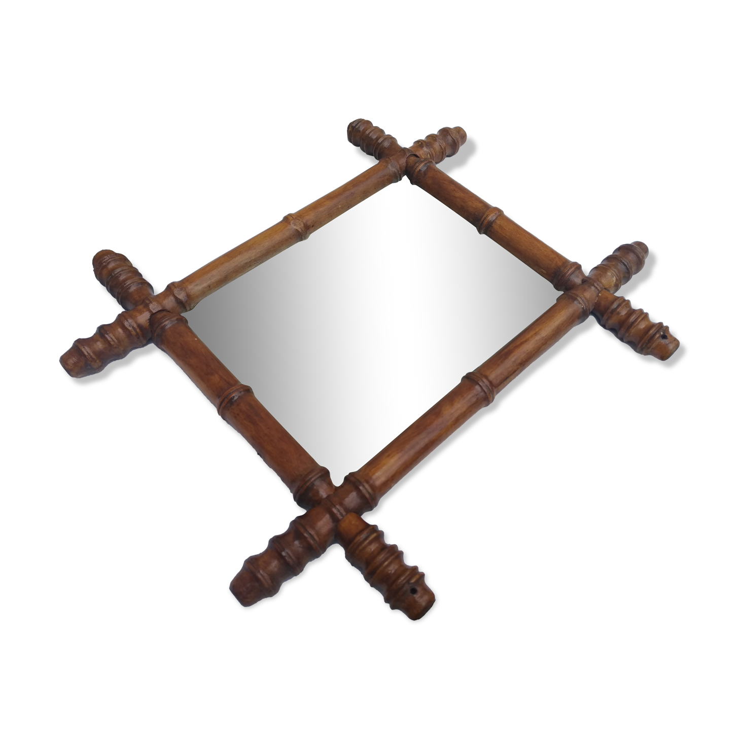 Bamboo-style wooden mirror