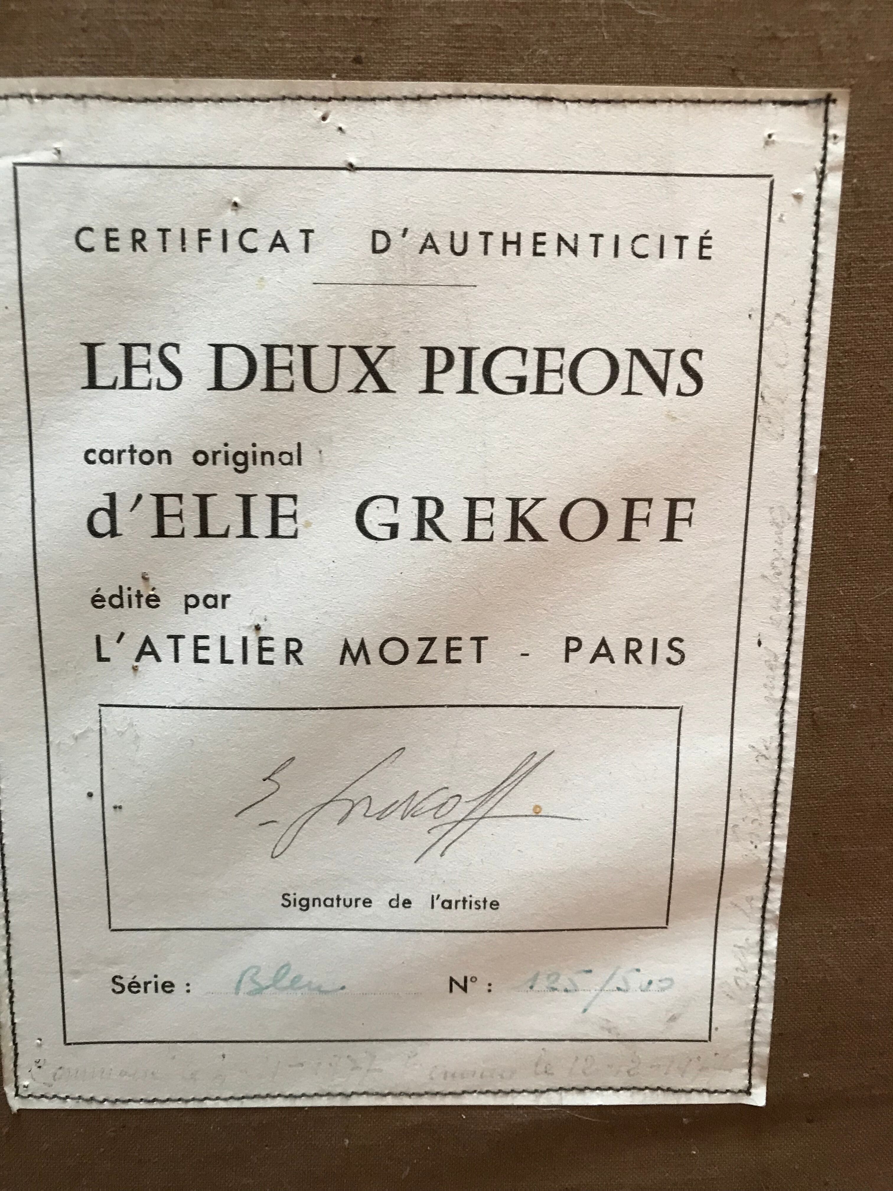 Tapestry the 2 pigeons E. Grekoff