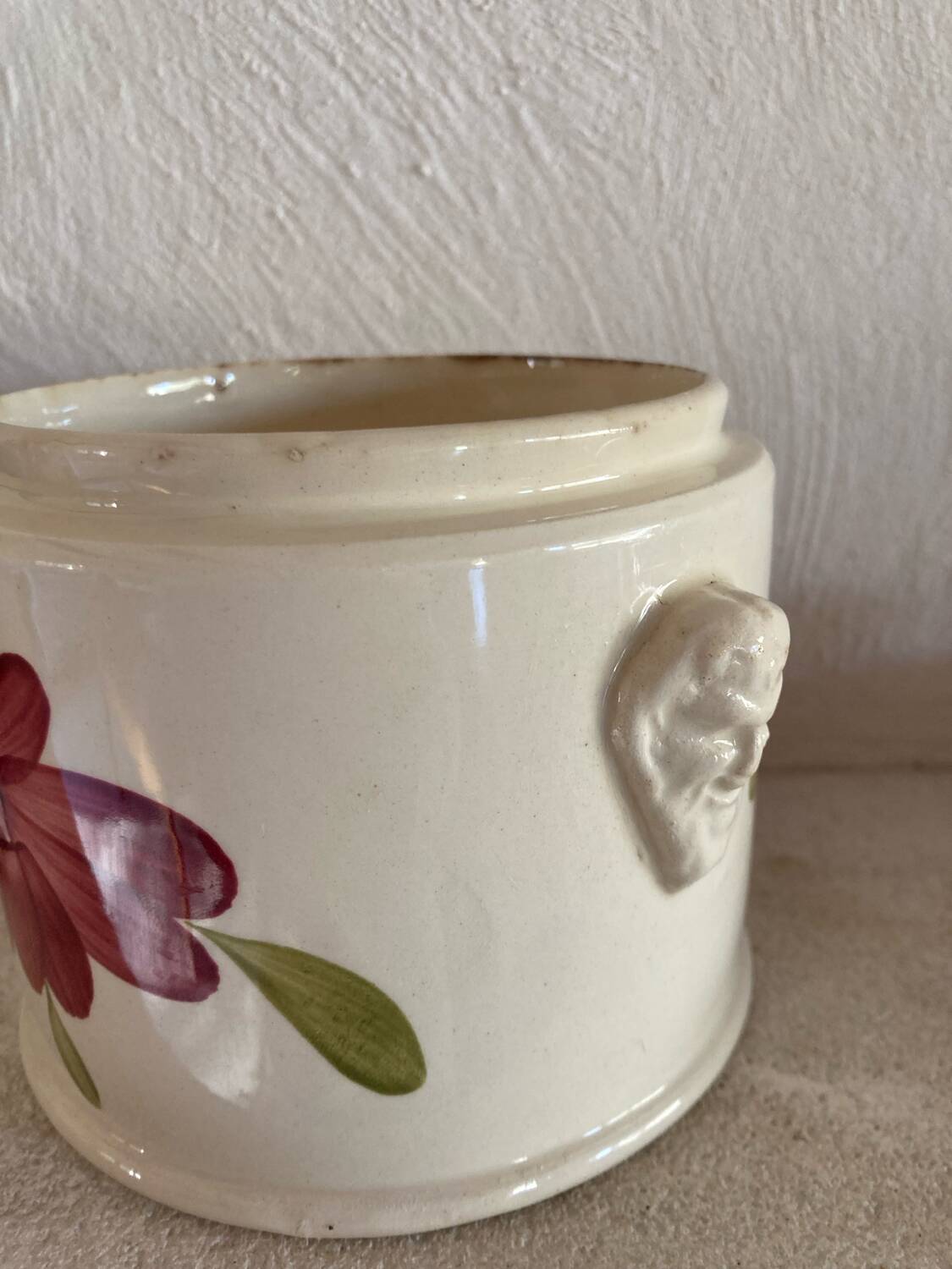 Hand-painted Sarreguemines pot