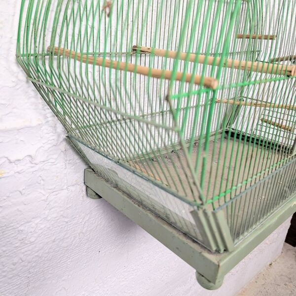 Ancienne Cage à Oiseau Verte