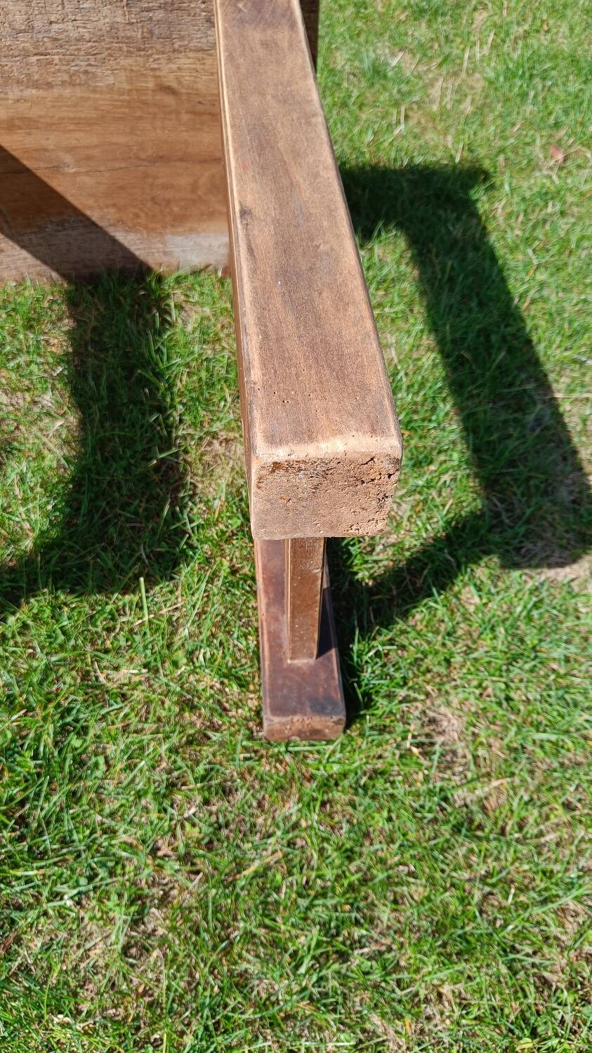 Small antique workbench in solid oak
