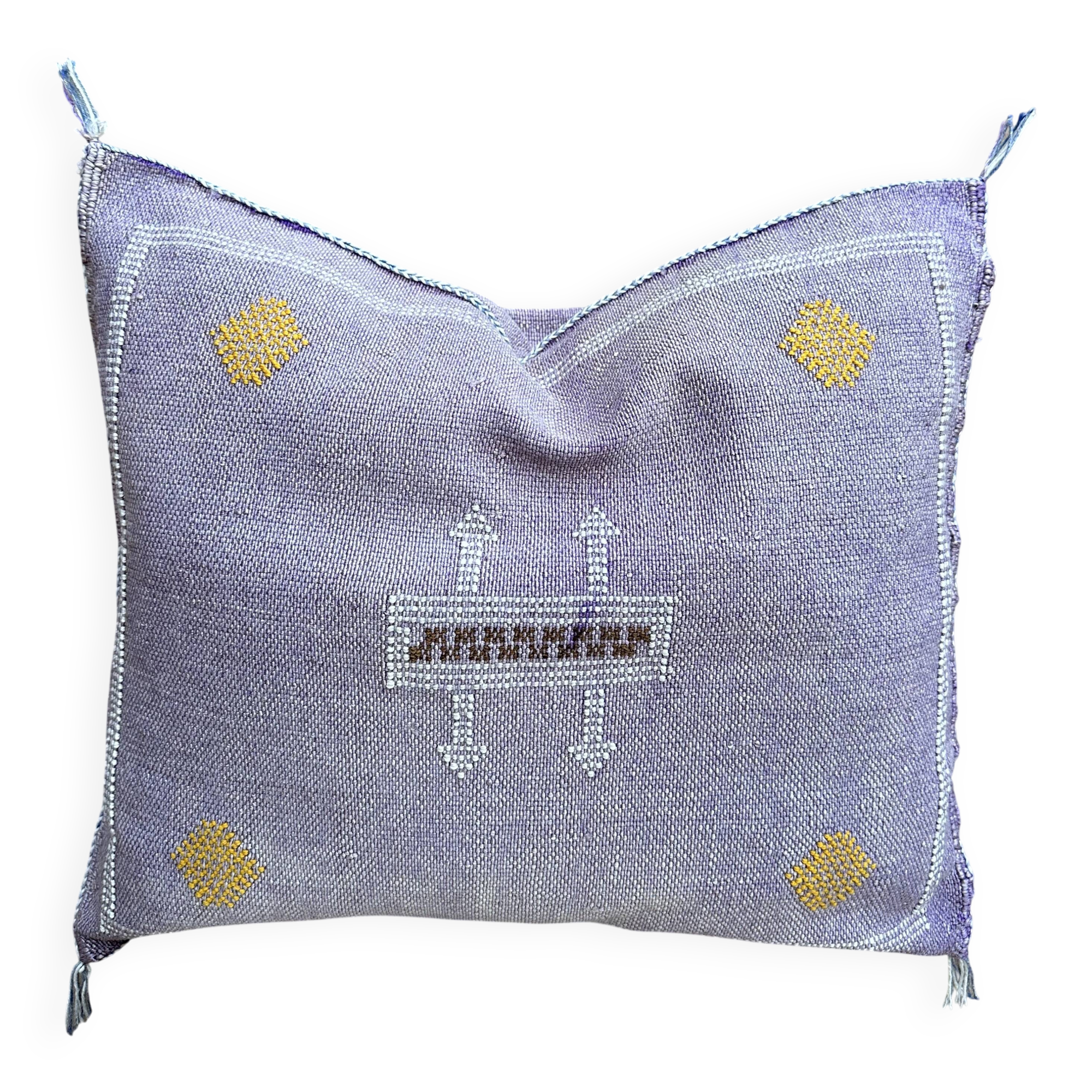 Handmade Moroccan silk cushion cover, cactus pattern