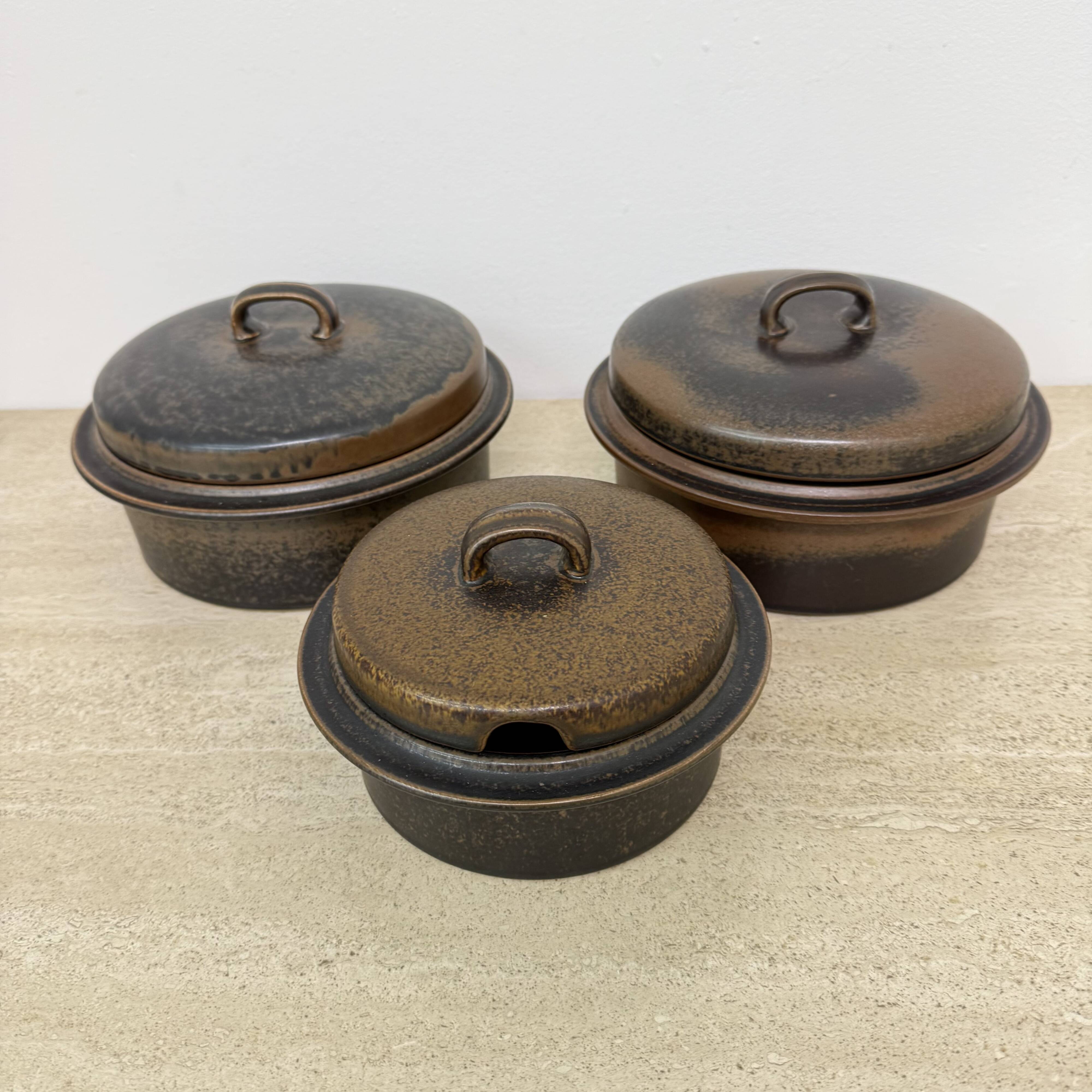 Set of 3 Arabia Ruska serving bowls , 1970s Finland