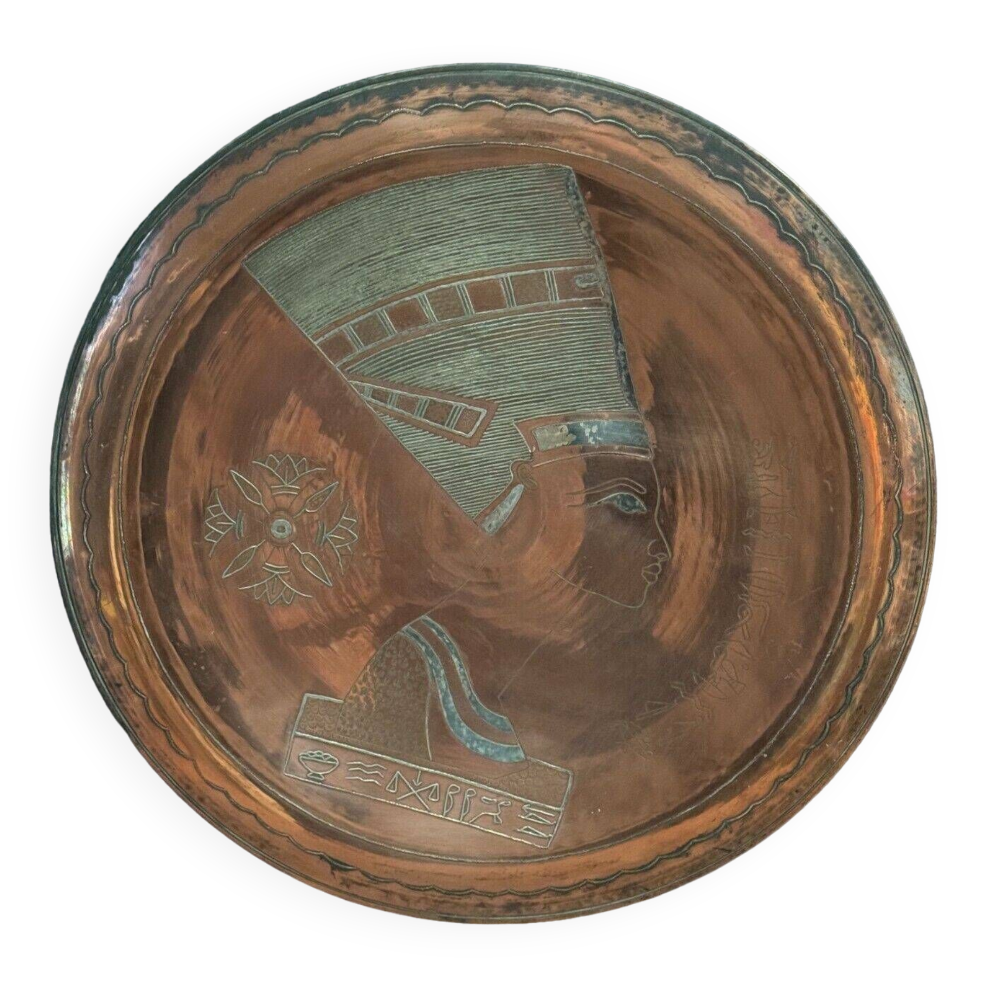 20th century Egyptian tea tray in richly engraved copper or brass