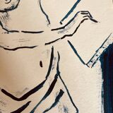 Tableau ink blue indigo "female model drawing in the studio"