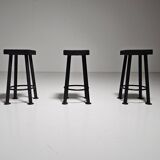 Set of 3 brutalist stools, Belgium, 1970.