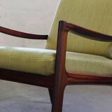 Fauteuil lounge Senator vintage en acajou, signé Ole Wanscher pour Cado, années 1960