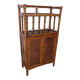 Retro-modernist - Sideboard-bookcase-2 doors-wood-rattan-cane-1960s