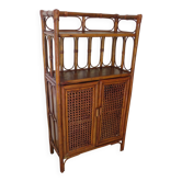 Retro-modernist - Sideboard-bookcase-2 doors-wood-rattan-cane-1960s