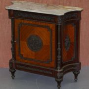 Louis Buffet in Walnut 19th Century with Drawers, Marble and Bronze Ornaments