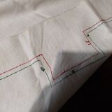 Old linen rectangular tablecloth embroidered hemp canvas 104 x 153 cm