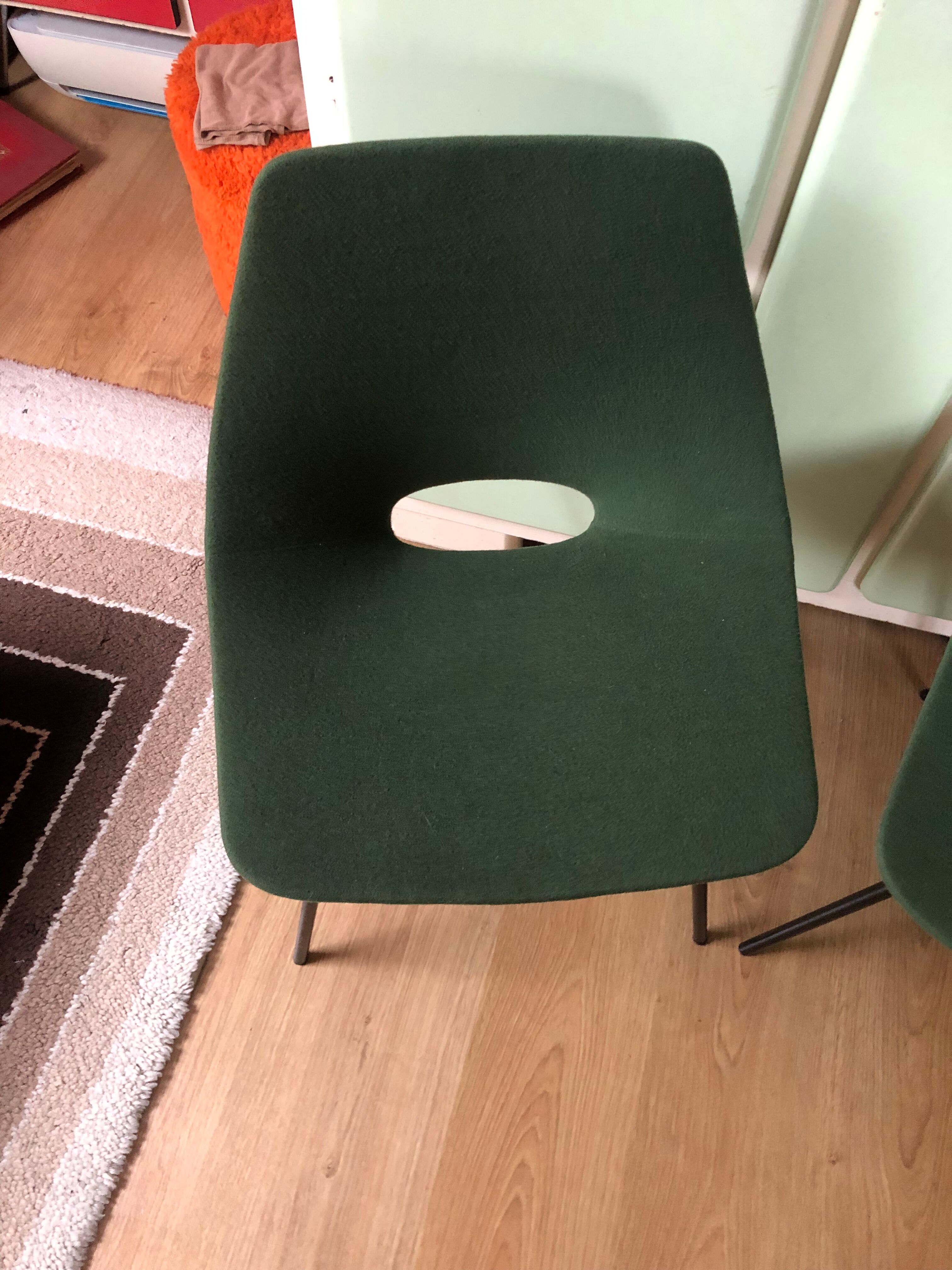 Pair of tonneau chairs by Guariche Pierre for Steiner. 50
