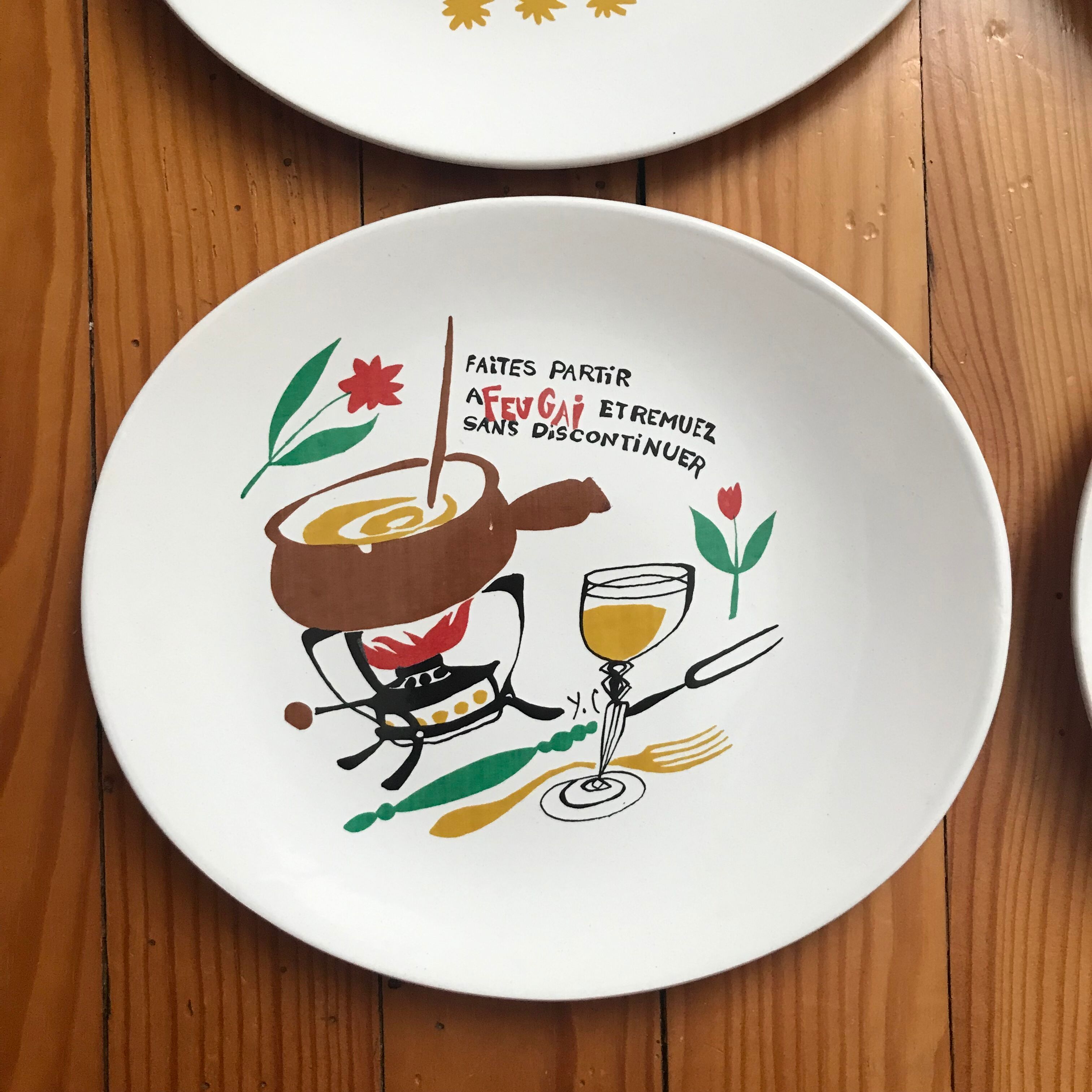 6 plates with fondue Salins