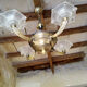 Ezan chandelier in bronze and glass pressed art deco