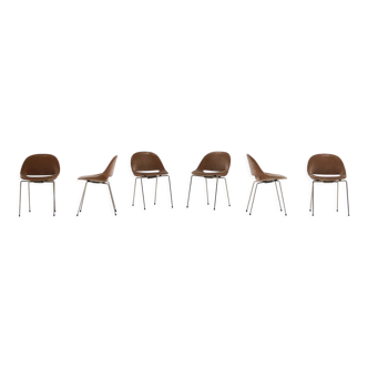 Set of six Leon Stynen Sl 58 Loral & Cie Chairs