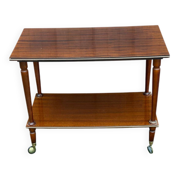 2-level serving trolley in lacquered mahogany and brass 1960