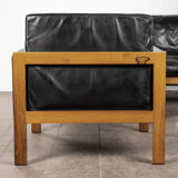 Pair of armchairs leather and rosewood, Danish, 60's