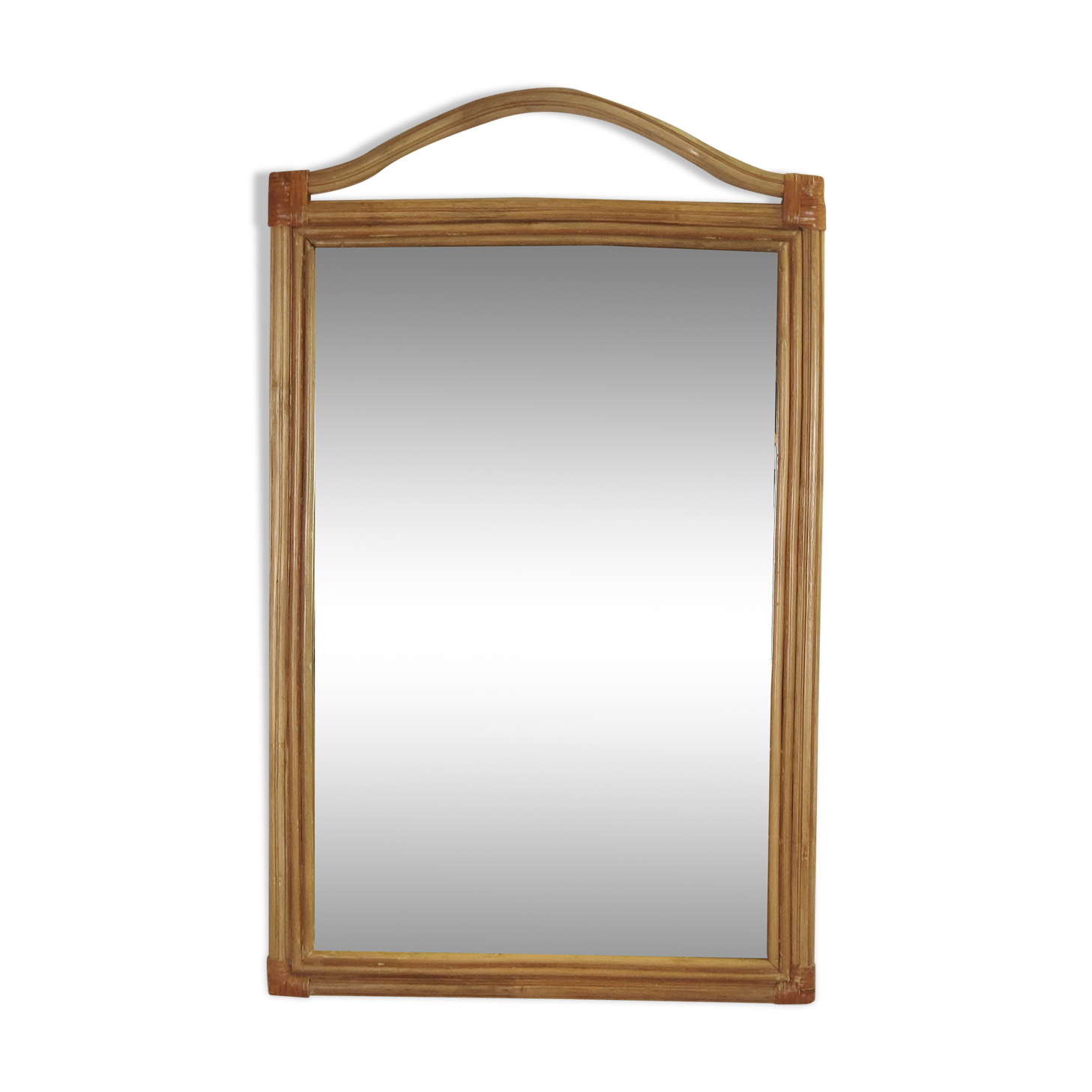 Rattan mirror and leather 100x60