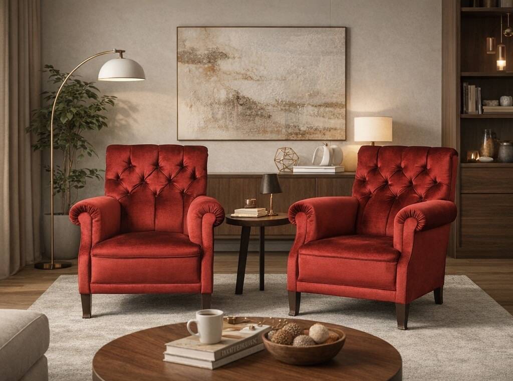 Vintage Pair of Upholstered Armchairs — First Half of the 20th Century