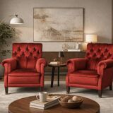 Vintage Pair of Upholstered Armchairs — First Half of the 20th Century