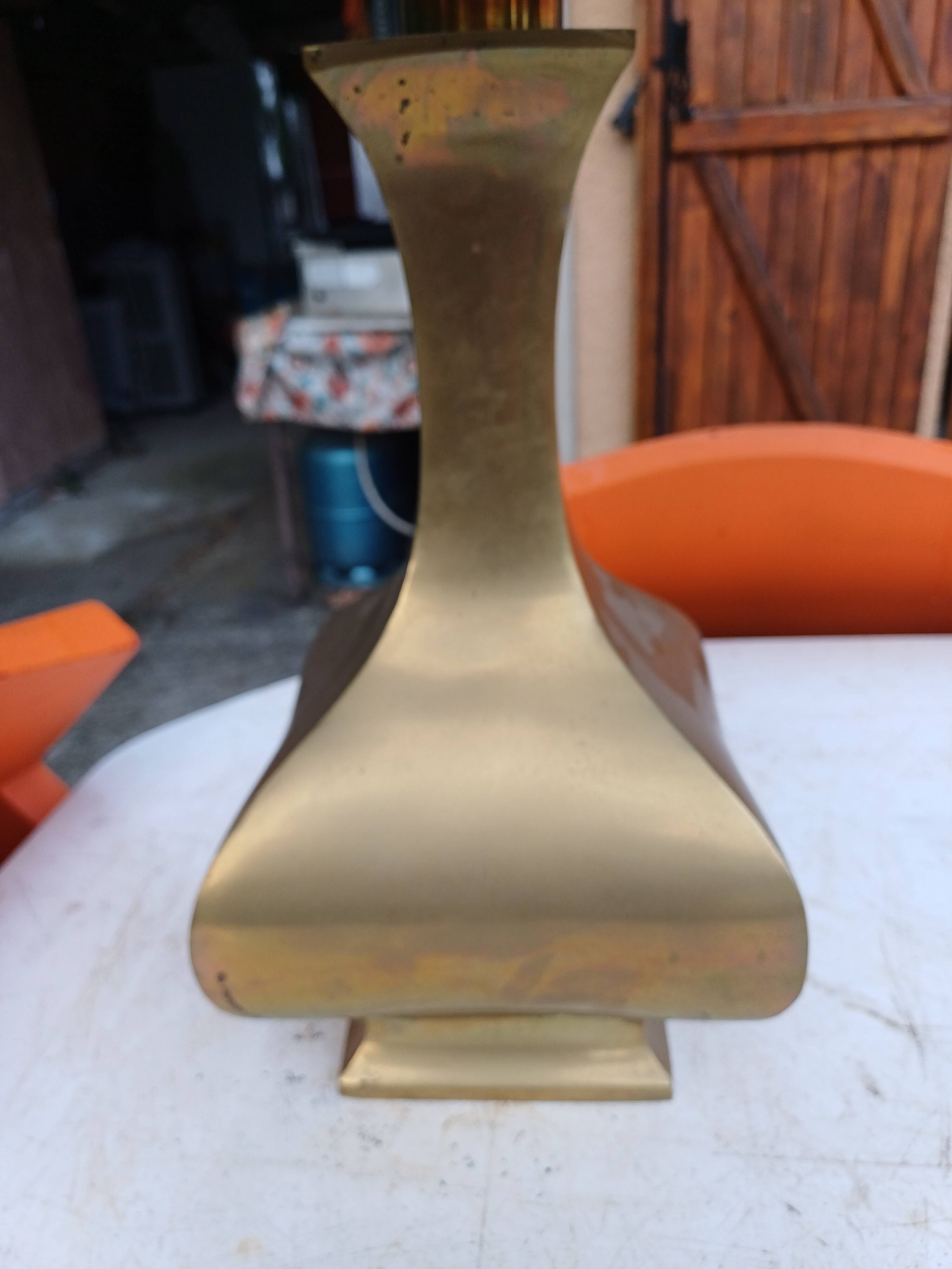 Bronze lamp and dark brown fabric shade