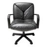 Postmodern Black Leather Office Chair by Vico Magistretti for ICF Design, 1978