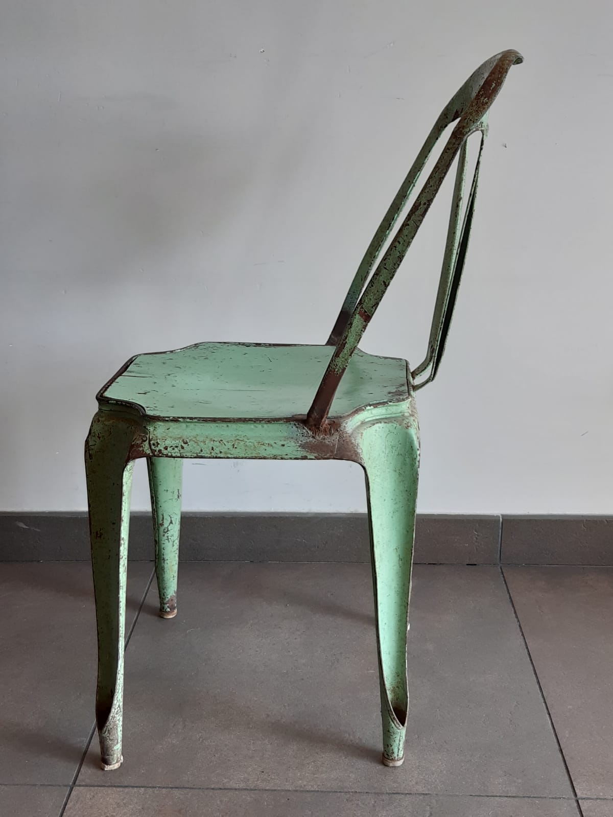 Tolix Multipl's chair by Joseph Mathieu, early model circa 1930,