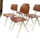 Lot of 4 vintage school chairs Galvanitas S16 Netherlands