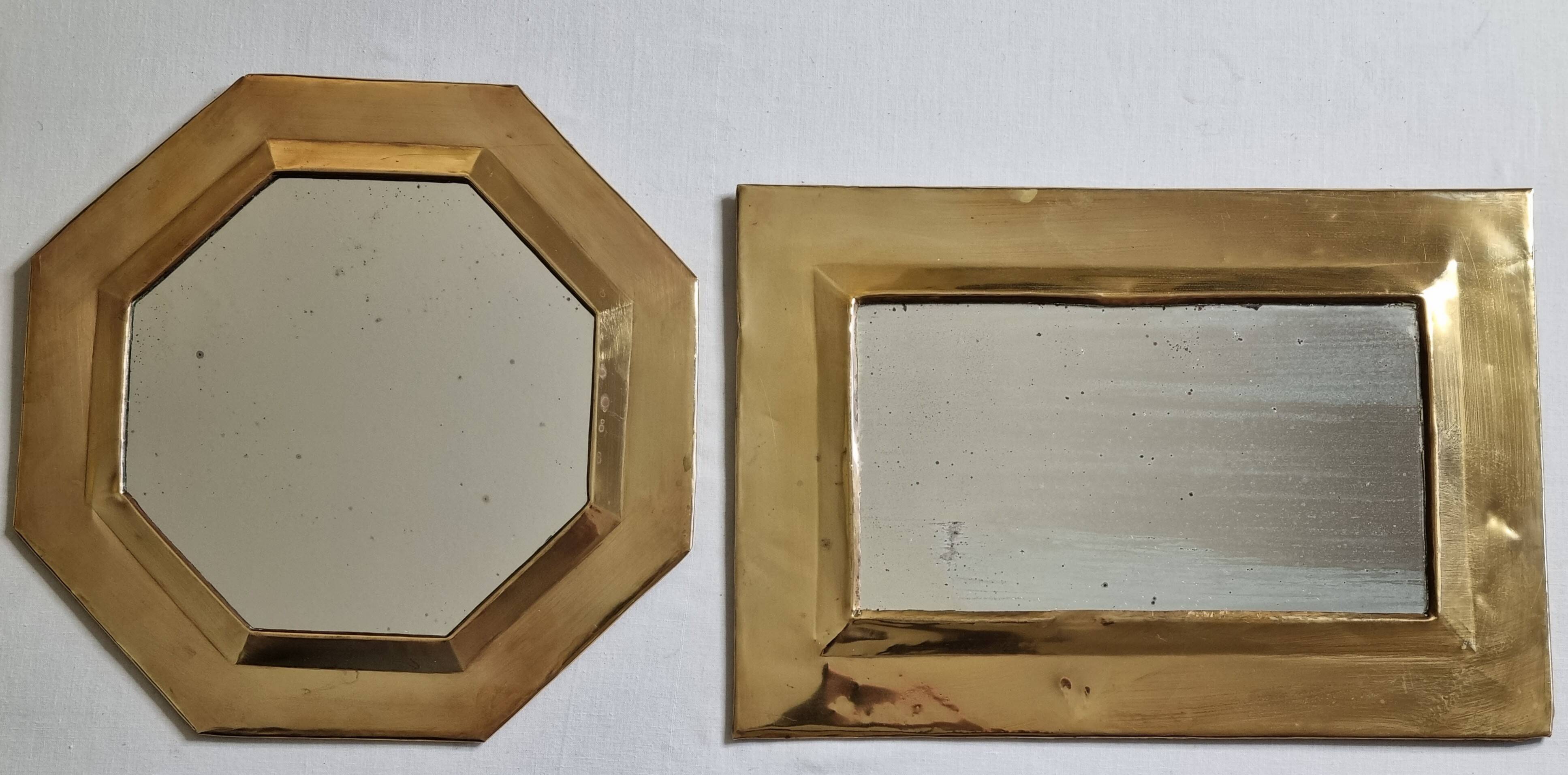 Set of 3 wall mirrors in brass, Moroccan craftsmanship, 20 cm