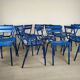 14 blue metal bistro chairs