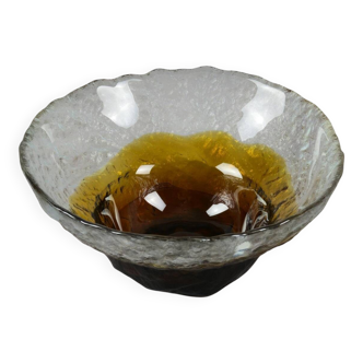 Vintage 1970s humppila lasi "kivi-set" art glass bowl by pertti santal