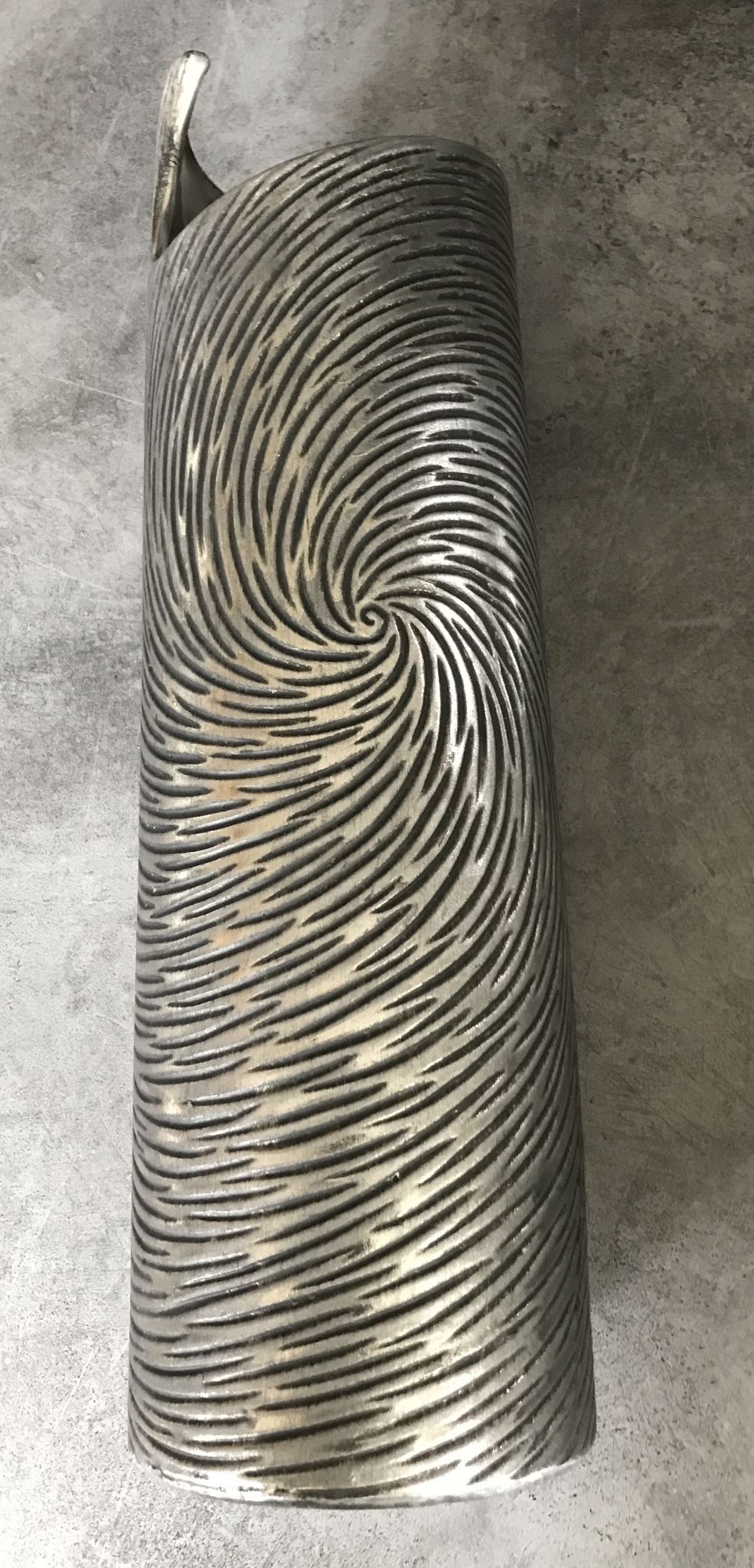 Vase tubulaire en céramique à effet de couleur argenté 39 cm