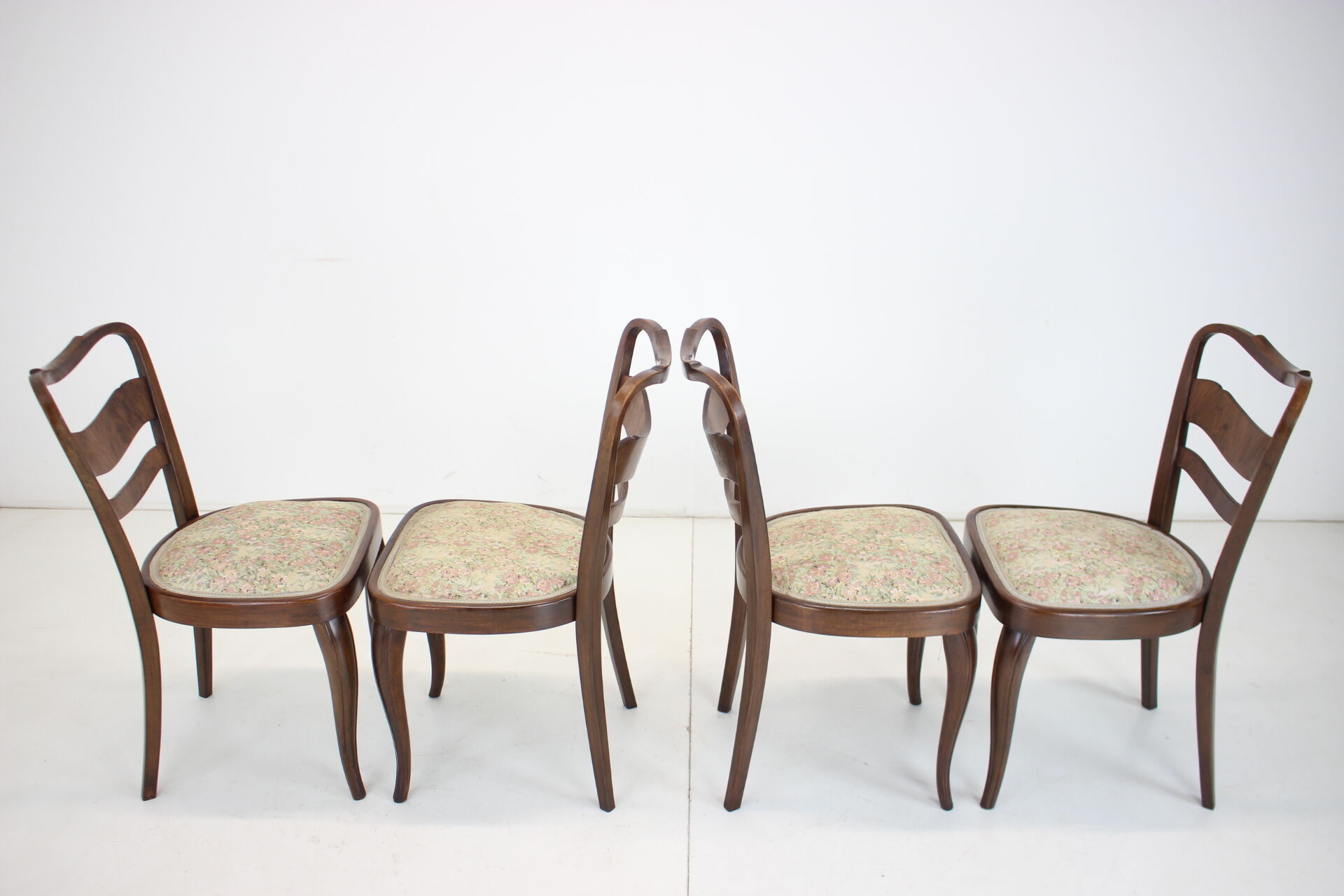 1940s set of 4 dining chairs, czechoslovakia