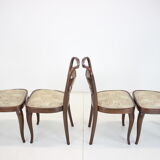 1940s set of 4 dining chairs, czechoslovakia