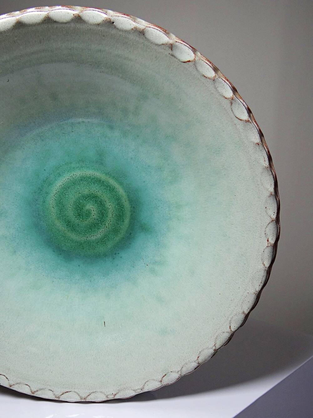 Large Westraven Utrecht vintage glazed terracotta fruit bowl from the 50s