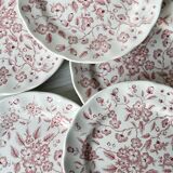 Assiettes à dessert ancienne joli motif floral rose