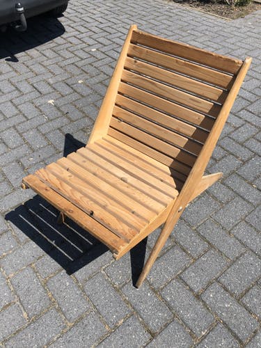 Foldable wooden garden chair from the 70s, Netherlands