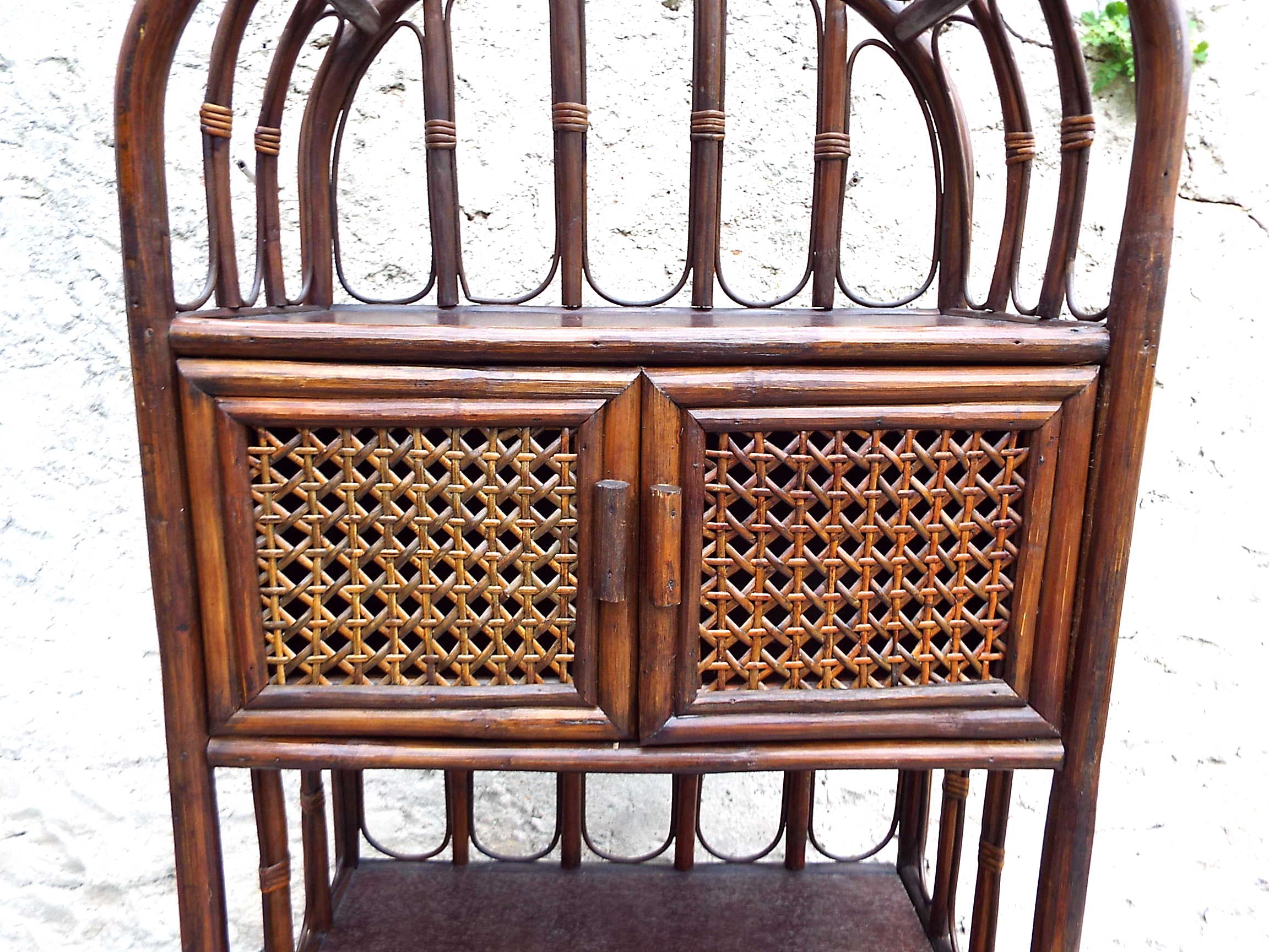 Rattan and bamboo shelf
