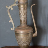 Oriental ewer in brass or copper with handle mid-twentieth